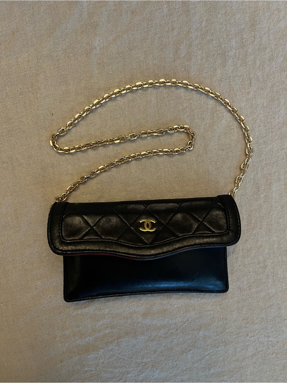 Vintage CHANEL Black Lambskin Clutch/Pouch